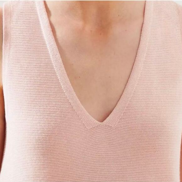 LOFT Light Pink Sleeveless V-Neck Loose Knit Vest Tunic  Sweater Tank Top Size S - Picture 5 of 7